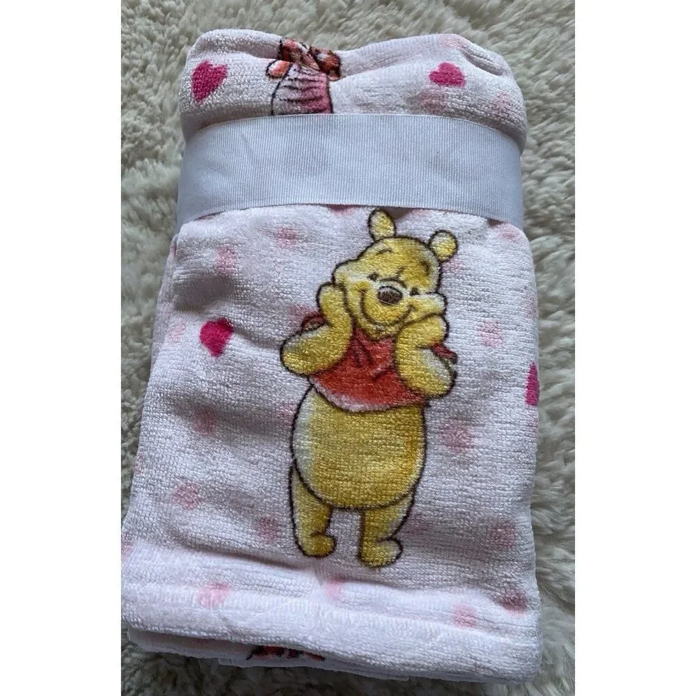2 Pack Disney Winnie The Pooh Piglet Valentines Hearts Bath Hand Towels 16 X 26”